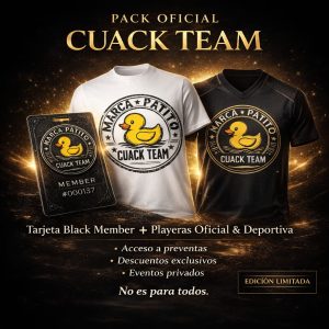 TARJETA BLACK MEMBER + PLAYERA CUACK TEAM & DEPORTIVA